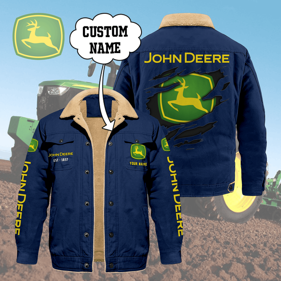 Custom Name JD Limited Edition Fleece Cotton Jacket CR251140 THAOVTT1163
