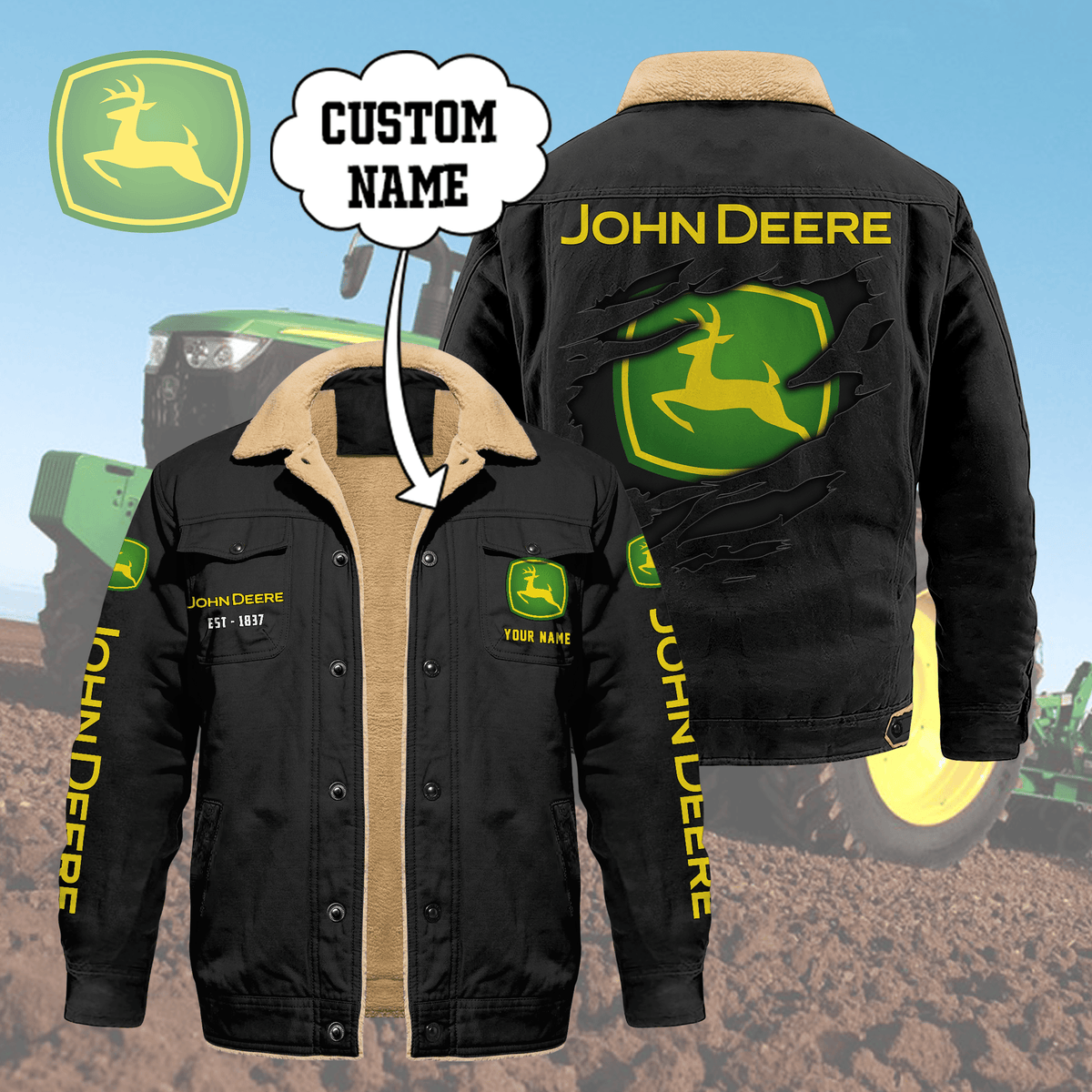 Custom Name JD Limited Edition Fleece Cotton Jacket CR251140 THAOVTT1163