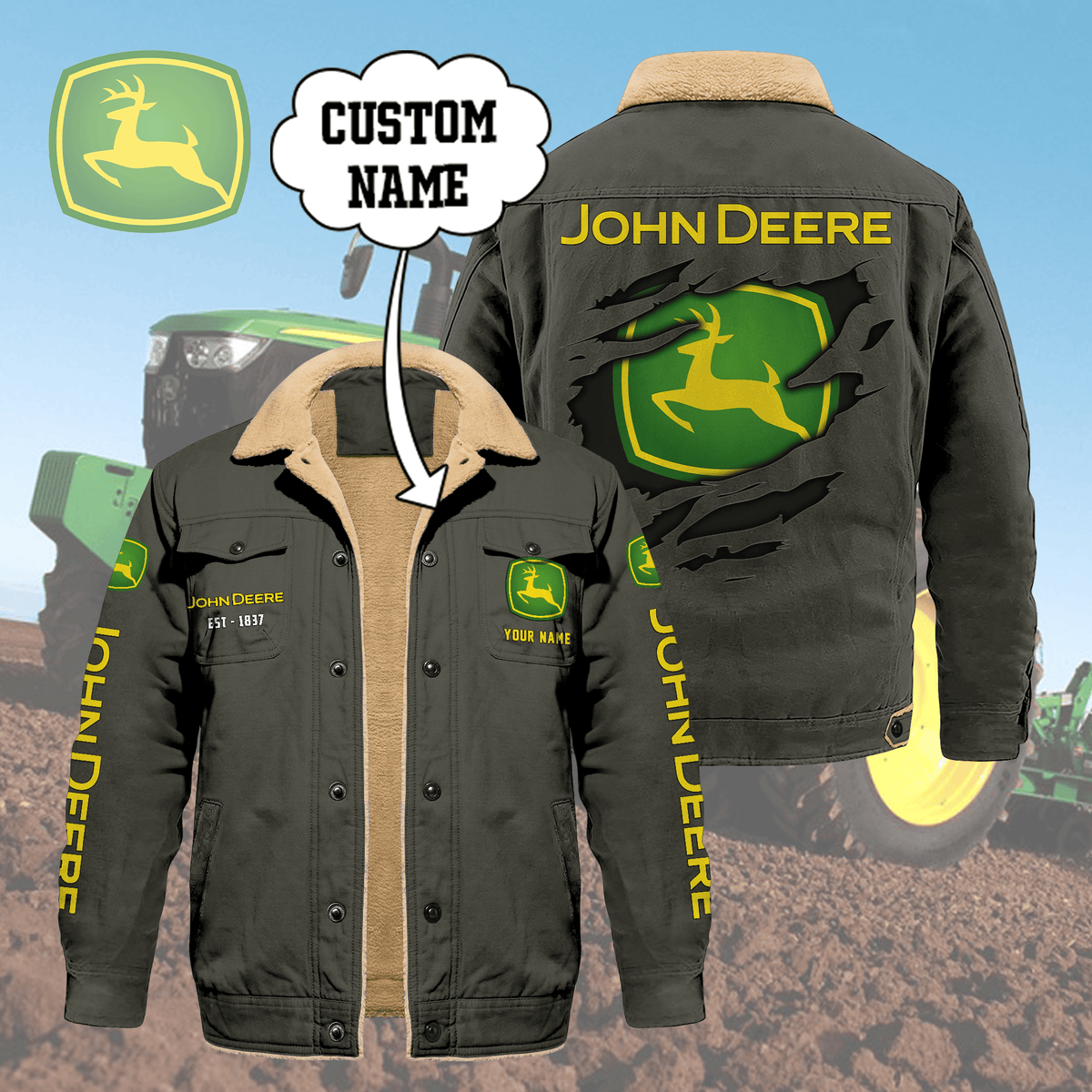 Custom Name JD Limited Edition Fleece Cotton Jacket CR251140 THAOVTT1163