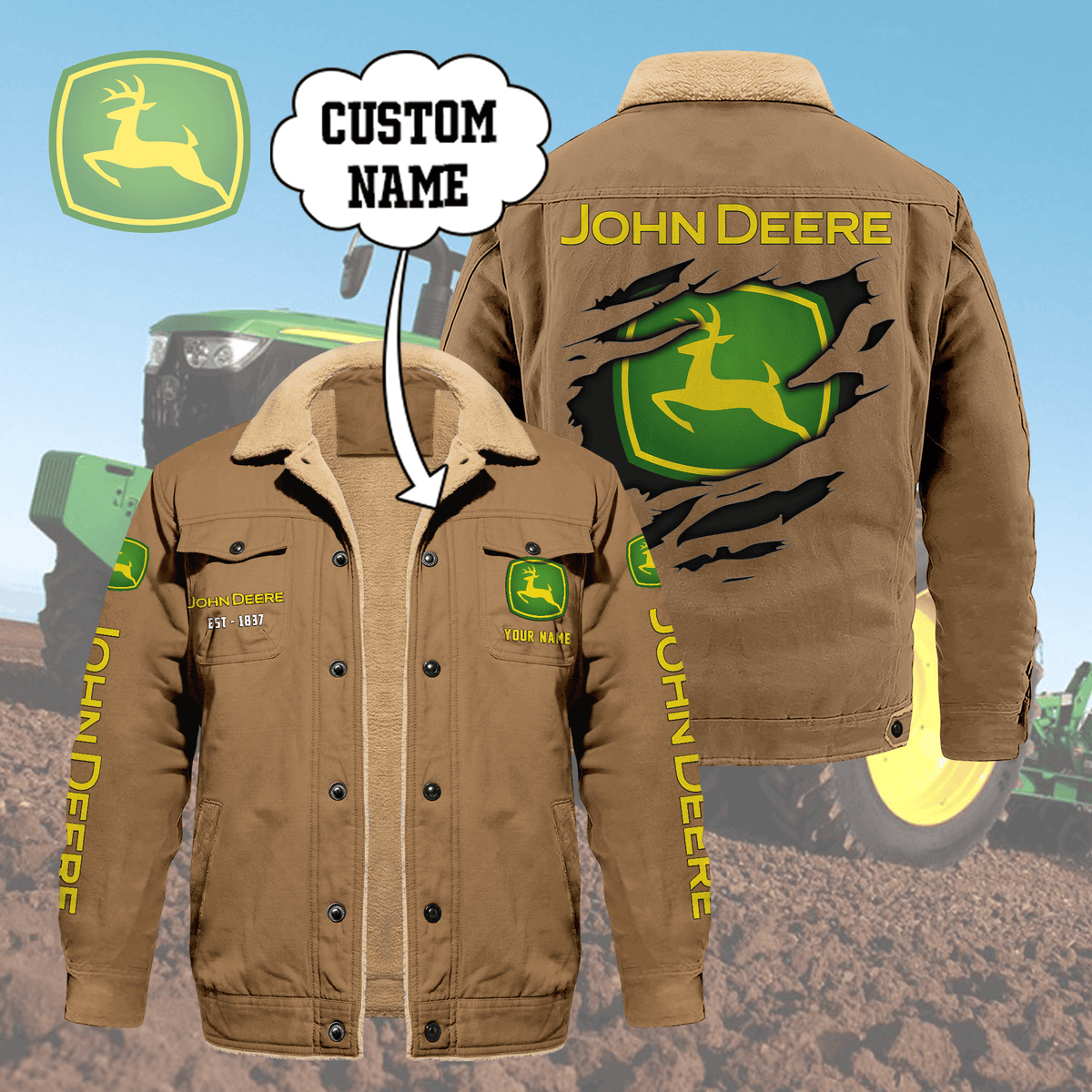 Custom Name JD Limited Edition Fleece Cotton Jacket CR251140 THAOVTT1163