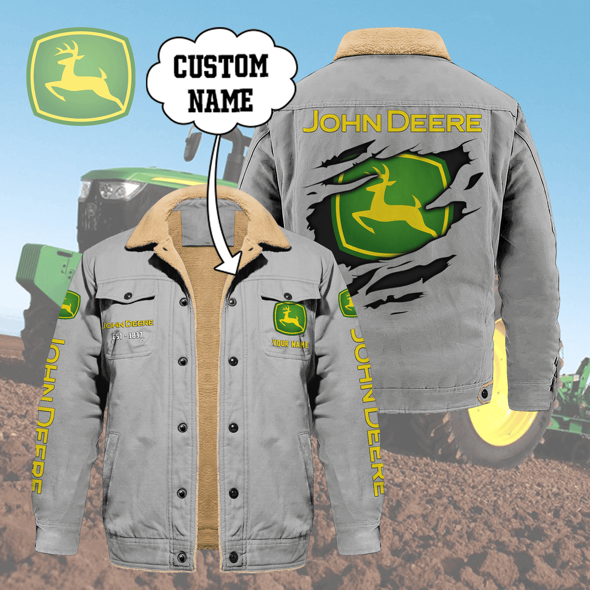Custom Name JD Limited Edition Fleece Cotton Jacket CR251140 THAOVTT1163