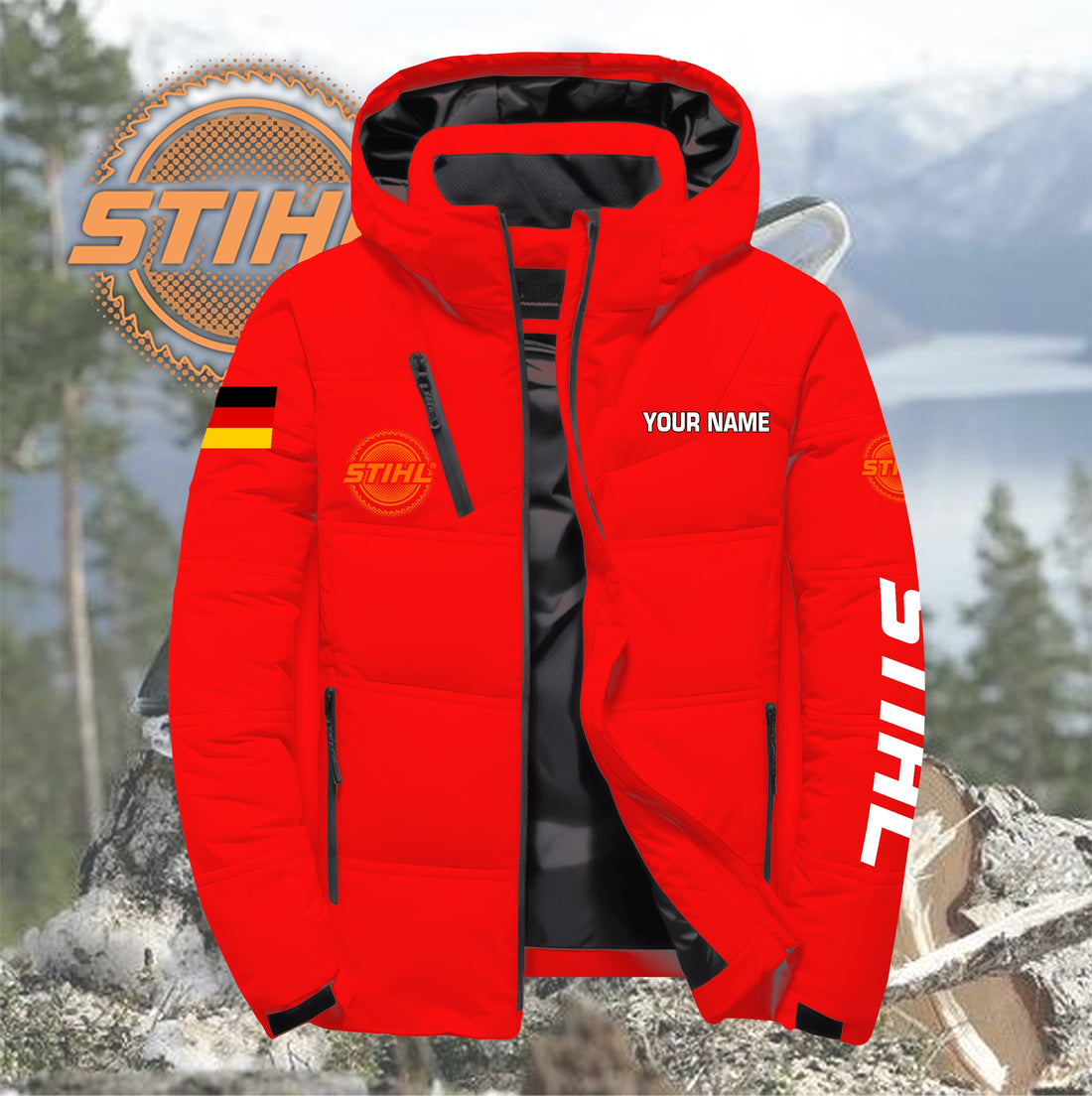 Personalized STL Down Jacket with Zipper QUY5570