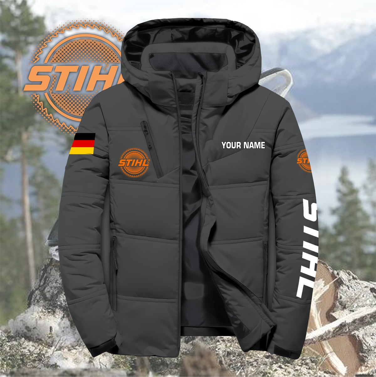 Personalized STL Down Jacket with Zipper QUY5570