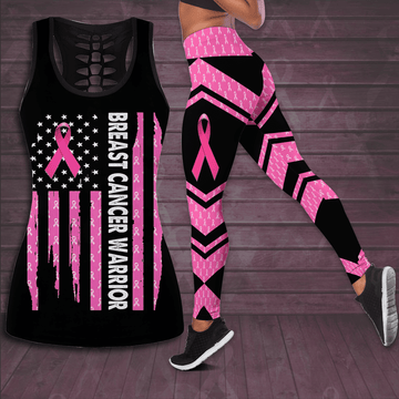 Breast Cancer Warrior Hollow Tank Top & Leggings Set TH1315